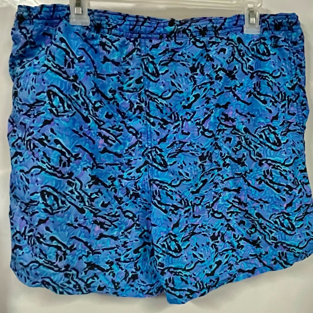 🌊 Athletic Works Blue/Purple Abstract Swim Trunks – Size L – Pool Ready!